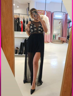 Vestido Marga bustier con transparencias con lazo - comprar online