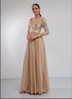 Imagen de Vestido Abril manga 3/4 lentejuela y falda de tull con lazo