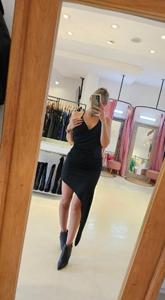 Vestido Indiana drapeado con pico