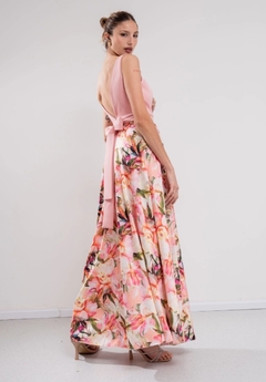 Imagen de Vestido Floria Crep sastrero con falda de satén y lazo
