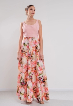 Vestido Floria Crep sastrero con falda de satén y lazo - comprar online