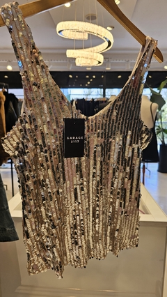 Musculosa Beata integramente bordada en paillette - tienda online