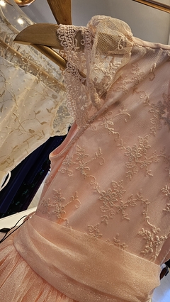 Vestido Sara encaje, falda de organza y lazo - tienda online