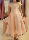 Vestido Sara encaje, falda de organza y lazo