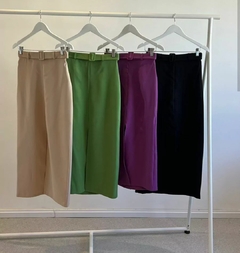 Falda Sater Middy crep sastrero con cinturon - comprar online