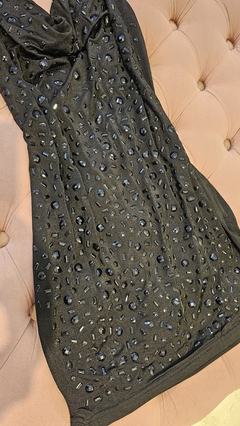 Vestido Nora escote buche bretel strass y bordadocon piedras adelante elastizado importado en internet
