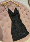 Vestido Nora escote buche bretel strass y bordadocon piedras adelante elastizado importado - comprar online
