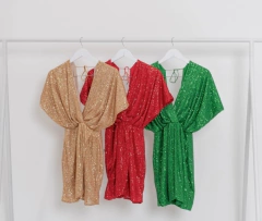 Vestido Vicky corto paillette cruzado - tienda online