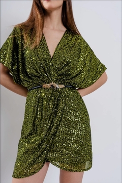 Vestido Vicky corto paillette cruzado - tienda online