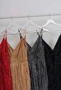 Imagen de Vestido Miggle de paillette middy con bolsillos y falda cruzada