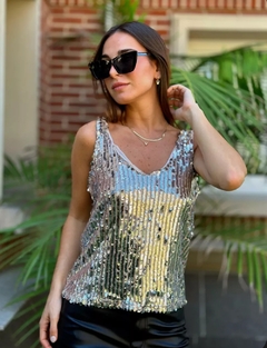 Musculosa Beata integramente bordada en paillette