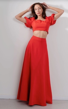 Maxi Falda Nata Crep con bolsillos - tienda online