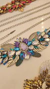 Cinturon Griselda con piedras cristales y strass cadena regulable