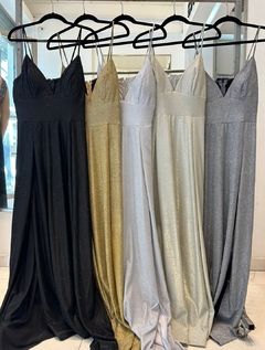 Vestido Roxi 2 tajos glitter con cierre atrás - comprar online