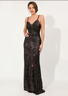 Vestido Isabella paillette espalda cruzada