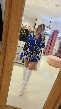 Imagen de Camisa Vestido Iana de satén de seda estampada