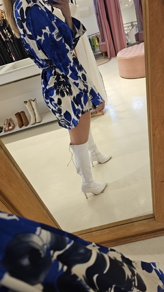 Camisa Vestido Iana de satén de seda estampada