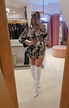 Camisa Vestido Iana de satén de seda estampada