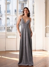 Vestido Roxi 2 tajos glitter con cierre atrás