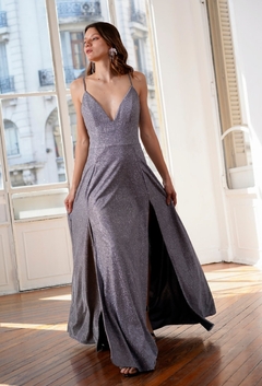 Vestido Roxi 2 tajos glitter con cierre atrás - tienda online