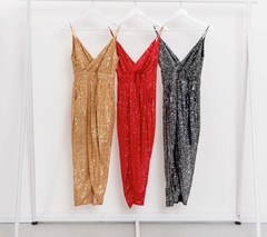 Vestido Miggle de paillette middy con bolsillos y falda cruzada - comprar online