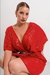 Vestido Vicky corto paillette cruzado