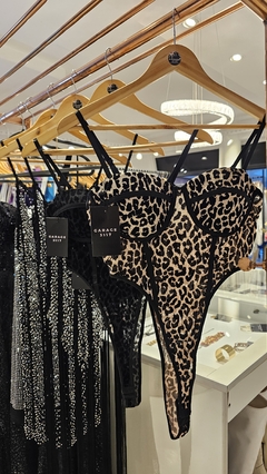 Body Vivian Devoré animal print cavado terciopelo y tull - GARAGE 3117
