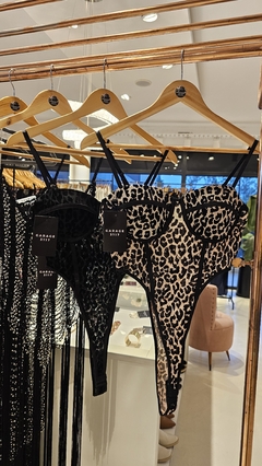 Body Vivian Devoré animal print cavado terciopelo y tull - GARAGE 3117