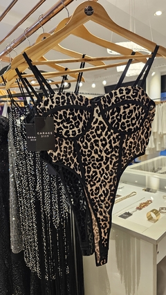 Body Vivian Devoré animal print cavado terciopelo y tull - tienda online