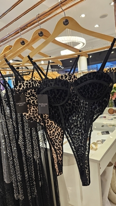 Body Vivian Devoré animal print cavado terciopelo y tull en internet