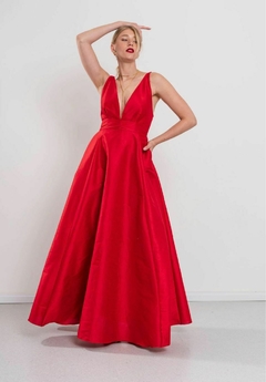 Vestido Roger Shantung armado con bolsillos