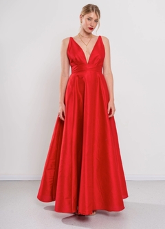 Vestido Roger Shantung armado con bolsillos - tienda online