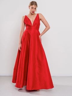 Vestido Roger Shantung armado con bolsillos
