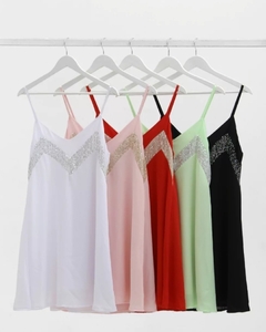 Vestido Miia Gasa con bordado paillette - comprar online