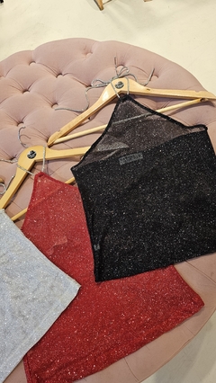 Top Gratt Glitter Con tira de strass translucido en internet