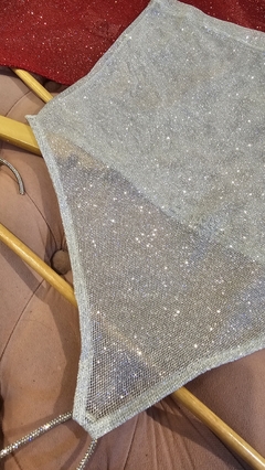 Top Gratt Glitter Con tira de strass translucido