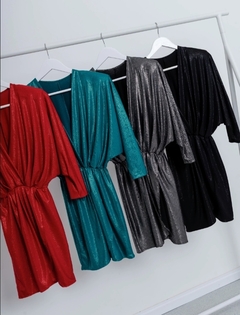 Vestido Griselda cruzado manga 3/4 con hombreras - tienda online