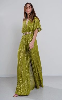 Vestido Mondiner Largo paillette y tajo con viso en internet