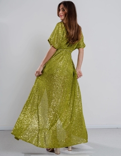 Vestido Mondiner Largo paillette y tajo con viso - tienda online