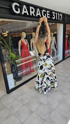 Falda Aleia crep pesado estampada con bolsillos - comprar online