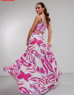 Falda Aleia crep pesado estampada con bolsillos - tienda online