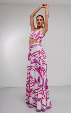 Top Aleia crep pesado estampado con cierre - tienda online