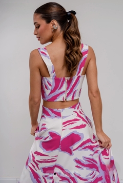 Top Aleia crep pesado estampado con cierre - comprar online