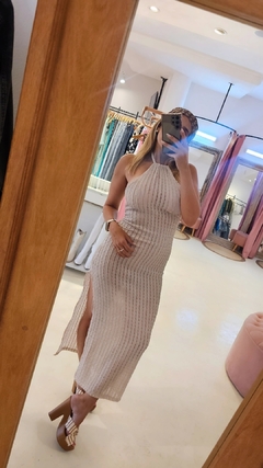 Vestido Guster largo escote americano calado