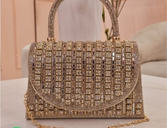 Cartera Bellix con strass, cadena larga y manija - comprar online