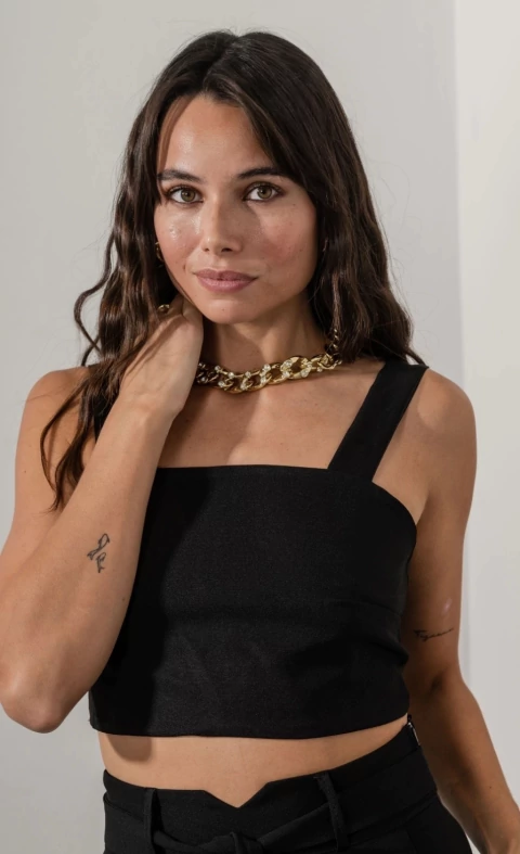 Top Leonor crep con lazo regulable en espalda - comprar online