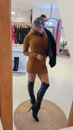 Vestido Vivi ochitos media polera manga larga - comprar online