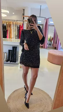 Vestido Antonia strass manga larga oxford - comprar online