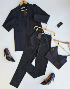 Musculosa Star saten con espalda elastizada y borde de strass - tienda online