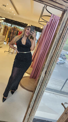 Vestido Onix largo strass escote buche - comprar online